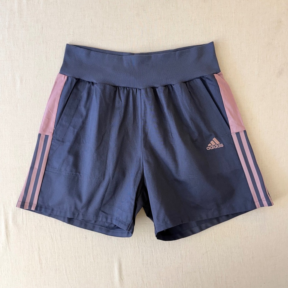 Adidas Tiro 3-Stripe Athletic Soccer Shorts Women Large Shadow Navy Pink